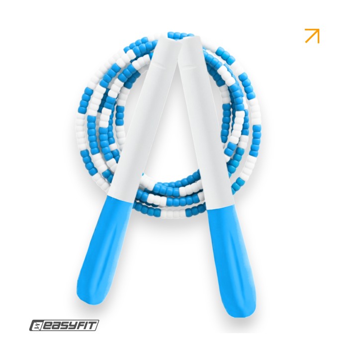 Бисерная скакалка EasyFit FreeRope 2,7 м (бело-голубая)