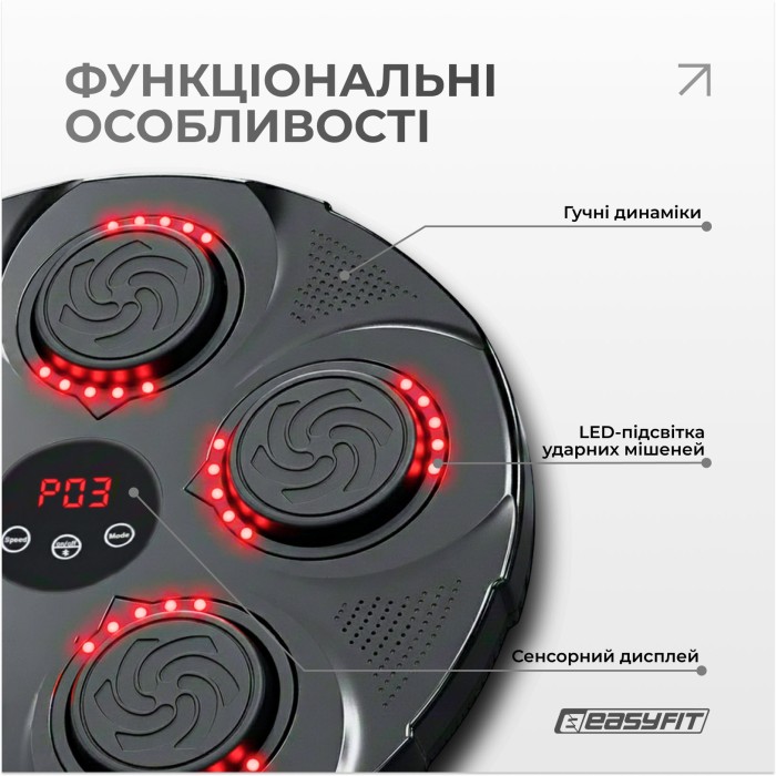 Боксерский тренажер EasyFit настенный музыкальный с подсветкой