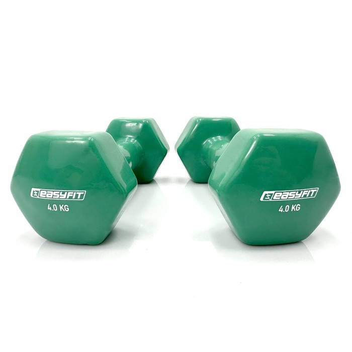 Гантель для фитнеса 4.0 кг EasyFit с виниловым покрытием зеленая