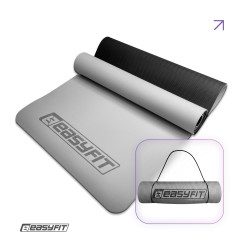 Килимок для йоги та фітнесу EasyFit TPE+TC 6мм двошаровий сірий-чорний