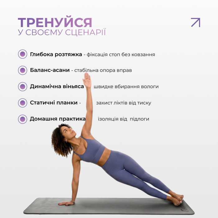 Коврик для йоги и фитнеса EasyFit TPE+TC 6 мм двухслойный серый-черный