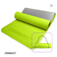 Килимок для йоги та фітнесу EasyFit TPE+TC 6 мм двошаровий лимонний-сірий