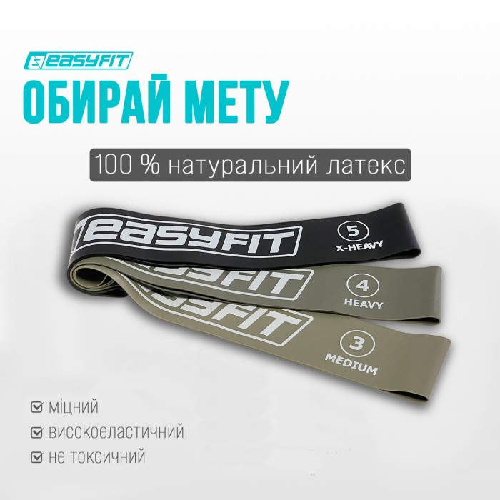 Резинки для фитнеса EasyFit MonoBand набор 3 шт