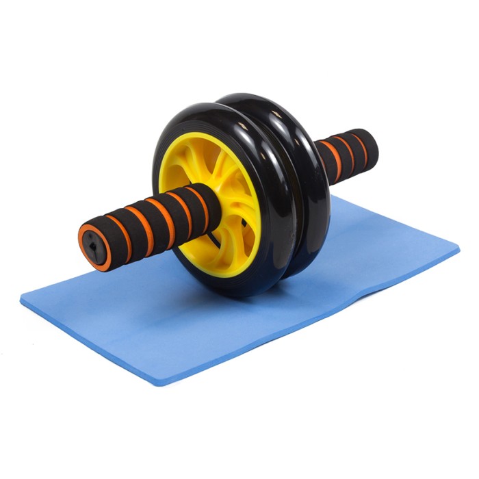 Ролик для пресса двойной EasyFit с ковриком Желтый