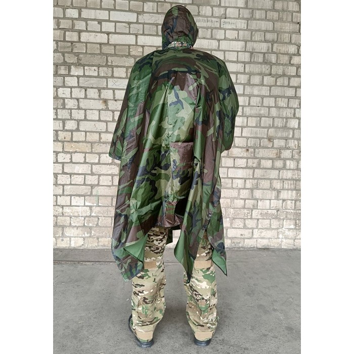Тактический дождевик-пончо EasyFit RainC (военный плащ ВСУ) woodland