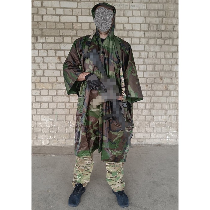 Тактический дождевик-пончо EasyFit RainC (военный плащ ВСУ) woodland