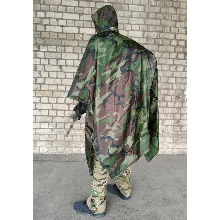 Тактический дождевик-пончо EasyFit RainC (военный плащ ВСУ) woodland