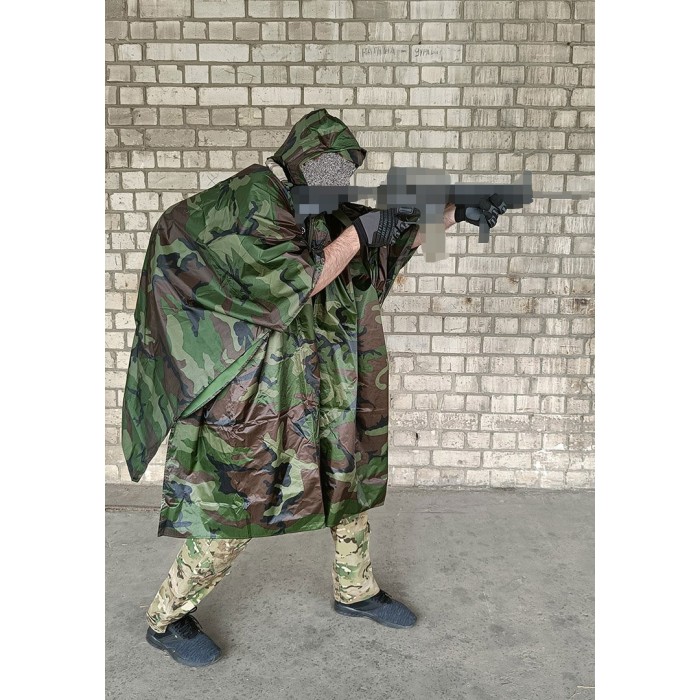 Тактический дождевик-пончо EasyFit RainC (военный плащ ВСУ) woodland
