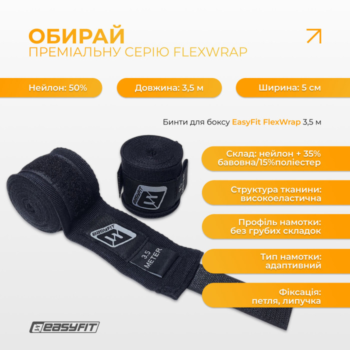 Бинти для боксу EasyFit FlexWrap 3,5 м