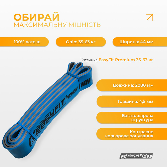 Двухслойная резинка для подтягиваний EasyFit Premium 35-63 кг