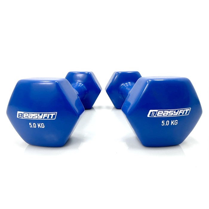 Гантель для фитнеса 5.0 кг EasyFit с виниловым покрытием синяя