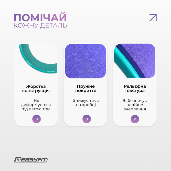 Колесо для йоги EasyFit TPE 33 см фиолетово-мятное