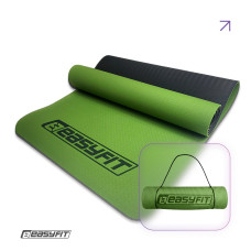 Килимок для йоги та фітнесу EasyFit TPE+TC 6мм двошаровий зелений-чорний