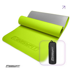 Килимок для йоги та фітнесу EasyFit TPE+TC 6 мм двошаровий + Чохол лимонний-сірий
