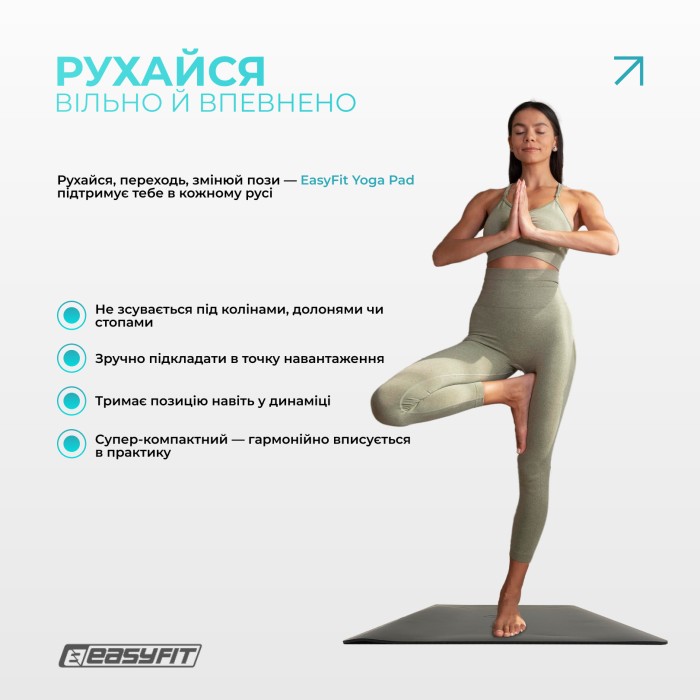 Мини-мат для йоги EasyFit Yoga Pad каучук 3,5 мм Черный