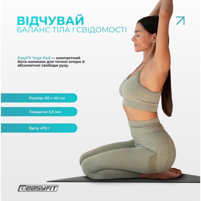 Мини-мат для йоги EasyFit Yoga Pad каучук 3,5 мм Черный