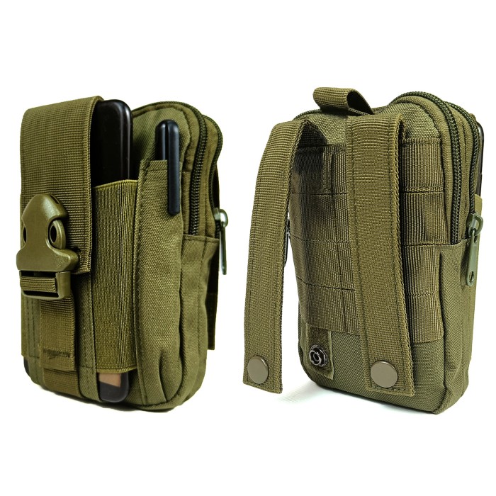 Подсумок-органайзер для телефона, документов и личных вещей олива (тактический утилитарный, на РПС, пояс, жилет, ремень, MOLLE)