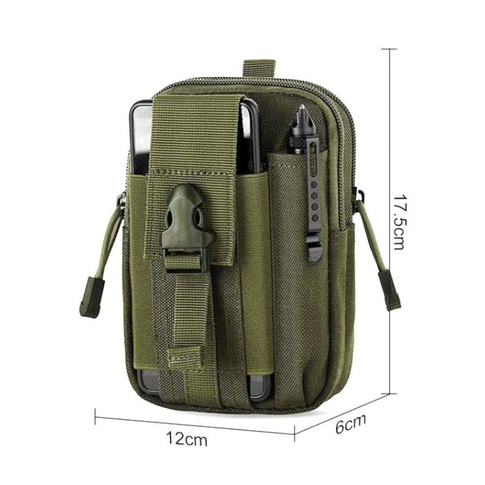 Подсумок-органайзер для телефона, документов и личных вещей олива (тактический утилитарный, на РПС, пояс, жилет, ремень, MOLLE)