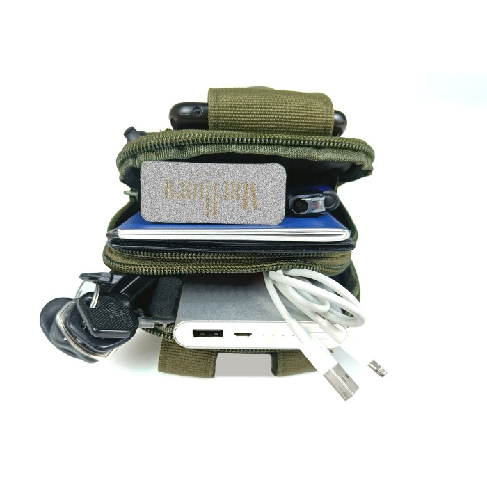 Подсумок-органайзер для телефона, документов и личных вещей олива (тактический утилитарный, на РПС, пояс, жилет, ремень, MOLLE)