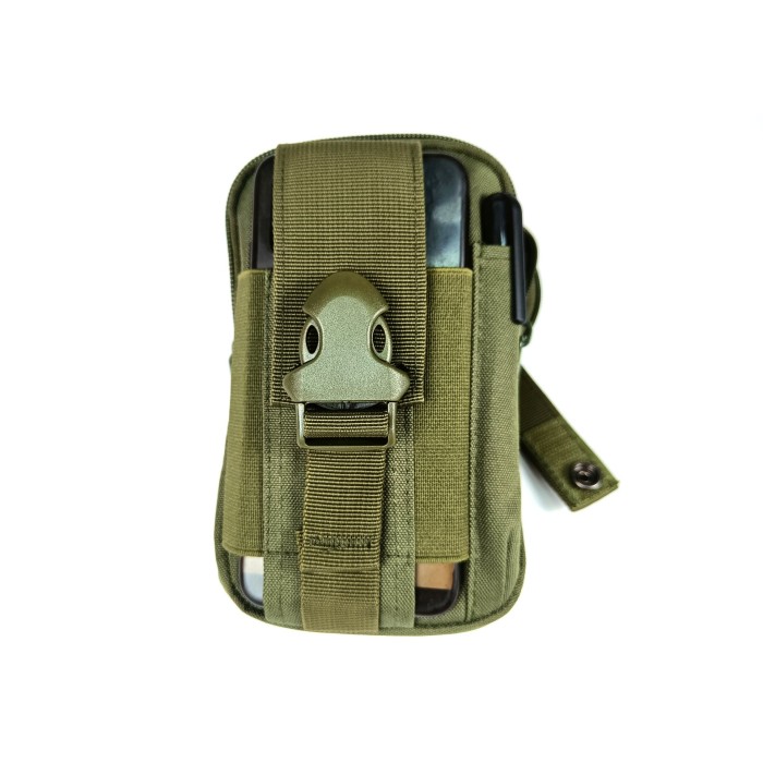 Подсумок-органайзер для телефона, документов и личных вещей олива (тактический утилитарный, на РПС, пояс, жилет, ремень, MOLLE)