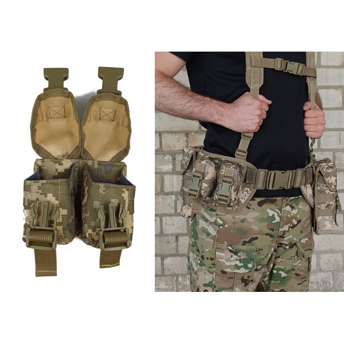 Подсумок гранатный двойной пиксель ВСУ MM-14 (MOLLE, подсумок для гранат на разгрузку, жилет, РПС)