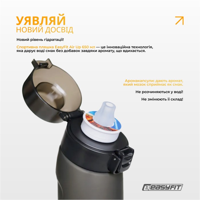 Спортивная бутылка для воды со вкусами EasyFit Air Up (7 ароматизированных капсул в комплекте), 650 мл