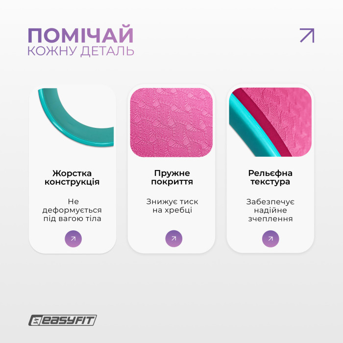 Колесо для йоги EasyFit TPE 33 см розово-мятное