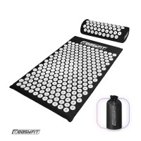 Массажный коврик Easyfit с подушкой (аппликатор Кузнецова) Черный с белым