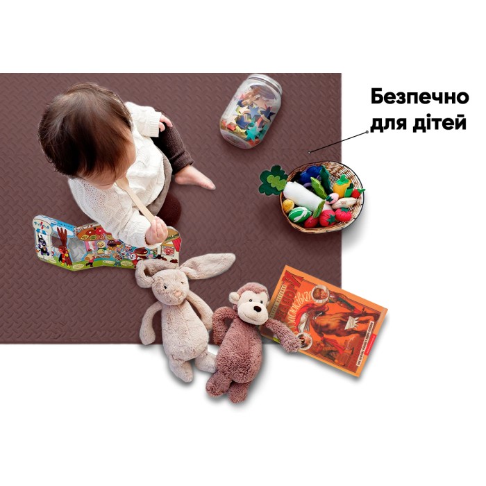 Татами мат EasyFit SwallowTail 4 шт (60х60х1 см) пазл ласточкин хвост коричневый