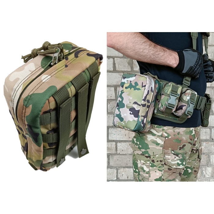 Подсумок аптечка тактическая MOLLE мультикам для РПС, разгрузки или жилета