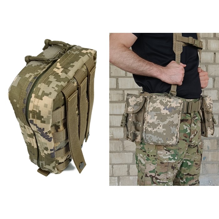 Подсумок аптечка тактическая MOLLE пиксель ВСУ MM-14 для РПС, разгрузки или жилета