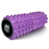 Массажный ролик EasyFit Grid Roller 33 см v.1.2 с заглушками с двух сторон (фиолетовый)