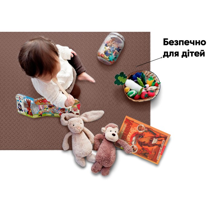 Татами мат EasyFit 8 шт (30х30х1 см) ласточкин хвост коричневый