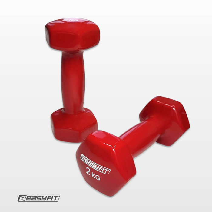 Гантель для фітнесу 2.0 кг EasyFit із вініловим покриттям червона