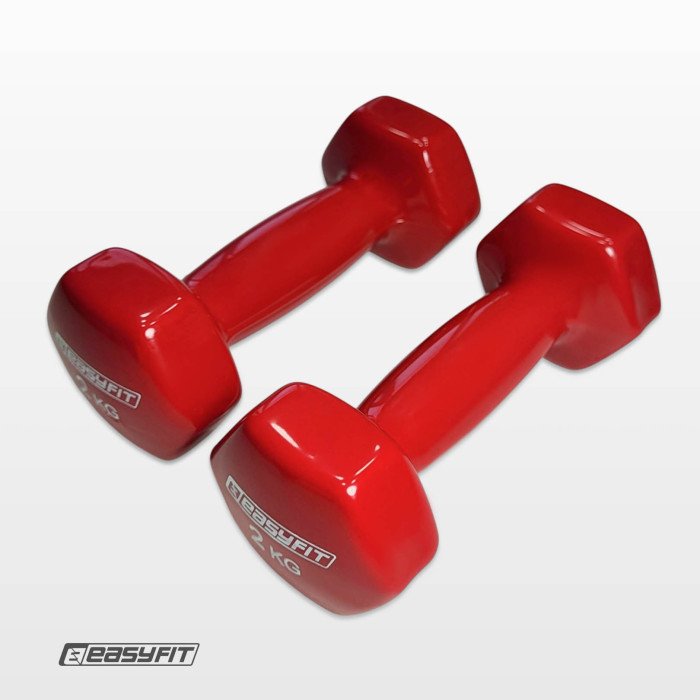 Гантель для фітнесу 2.0 кг EasyFit із вініловим покриттям червона