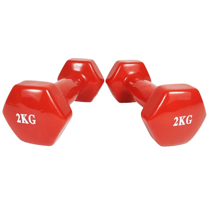 Гантель для фитнеса 2.0 кг EasyFit с виниловым покрытием красная