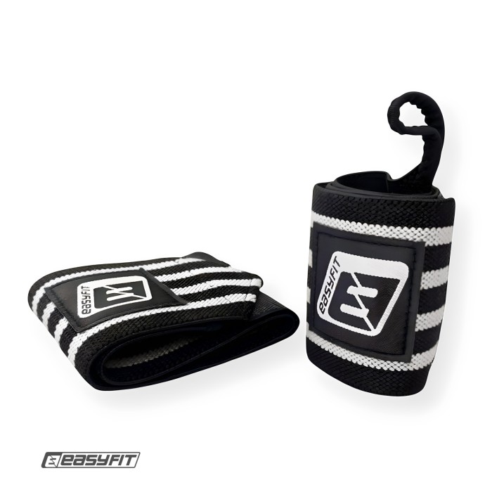 Кистевые бинты EasyFit 50х8 см фиксатор на запястье (черно-белые)