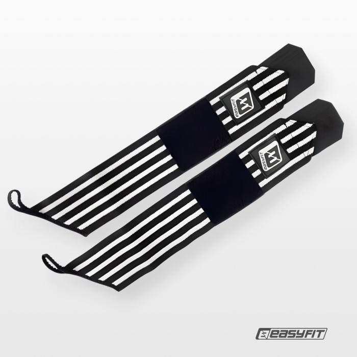 Кистевые бинты EasyFit 50х8 см фиксатор на запястье (черно-белые)