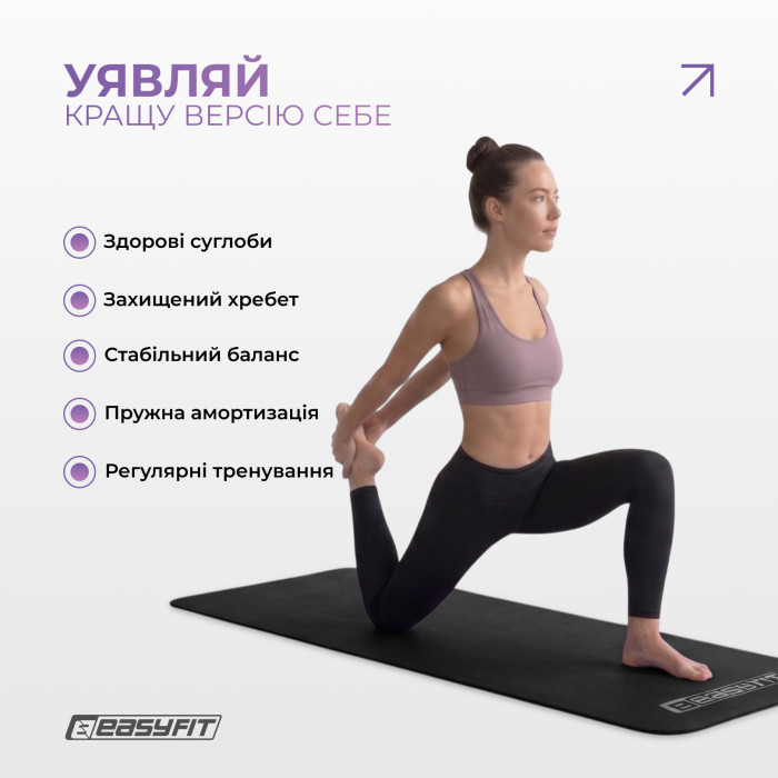Килимок для фітнесу та йоги EasyFit NBR 10 мм Чорний