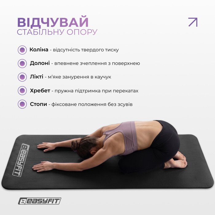 Килимок для фітнесу та йоги EasyFit NBR 10 мм Чорний