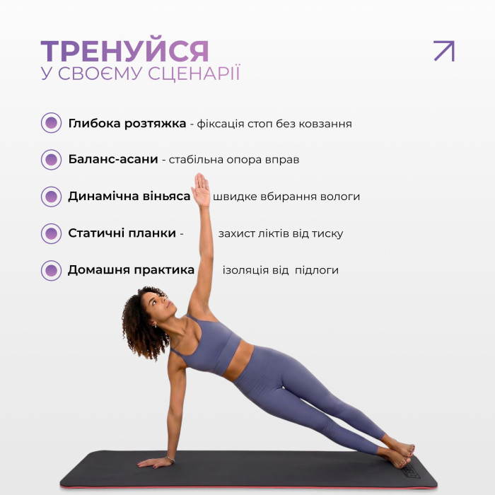 Килимок для йоги та фітнесу EasyFit TPE+TC 6мм двошаровий чорний-червоний