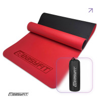 Килимок для йоги та фітнеса EasyFit TPE+TC 6мм двошаровий + Чохол червоний з чорним