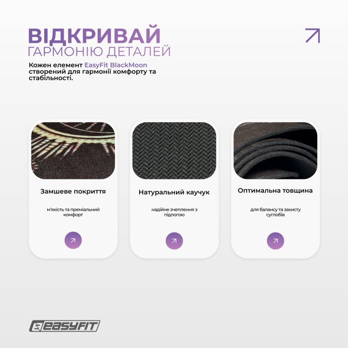 Коврик для йоги EasyFit BlackMoon (замша-каучук) черный