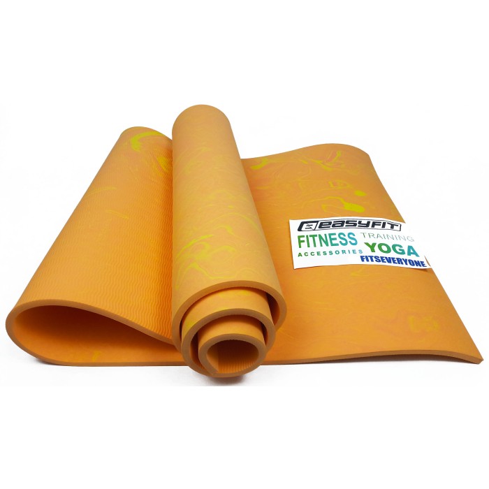 Коврик для йоги и фитнеса EasyFit PER Premium Mat 8 мм + Чехол оранжевый