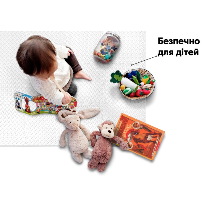 Татами мат EasyFit SwallowTail 4 шт (60х60х1 см) пазл ласточкин хвост белый