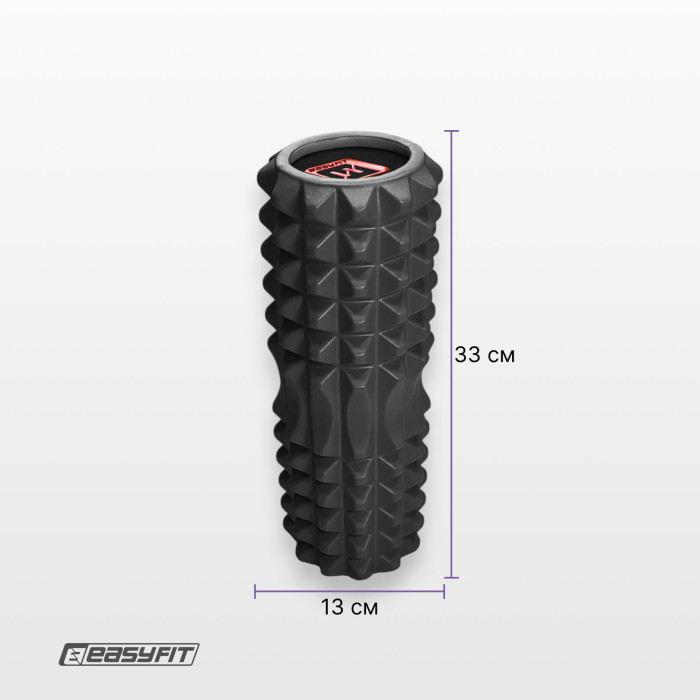 Масажний ролик EasyFit Solid Roller v.1.2s 33х13 см чорний