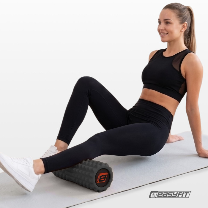 Масажний ролик EasyFit Solid Roller v.1.2s 33х13 см чорний
