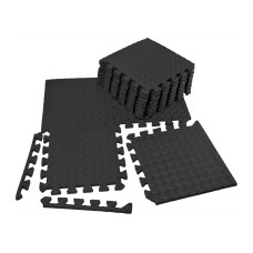 Татами мат EasyFit 8 шт (30х30х1 см) ласточкин хвост черный