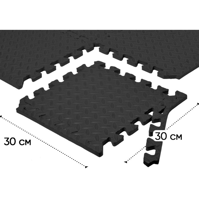 Татами мат EasyFit 8 шт (30х30х1 см) ласточкин хвост черный