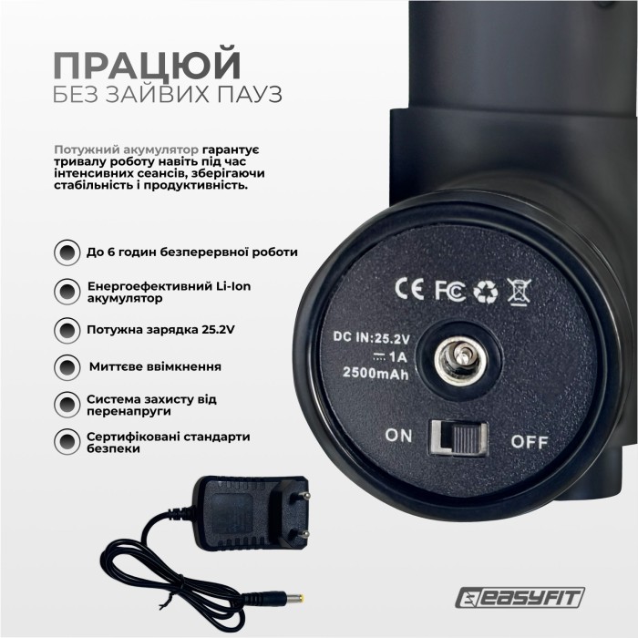 Перкуссионный вибромассажер Easyfit UltraGun 13 насадок